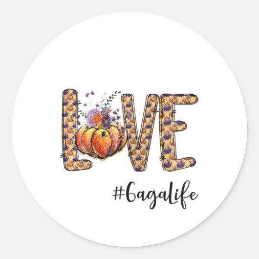 Weemens Love Gaga Life Pumpkin Autumn Halloween Ronde Sticker (Voorkant)