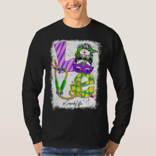 Weemens Love Messine Bun Scrub Life Nurse Mardi Gr T-shirt