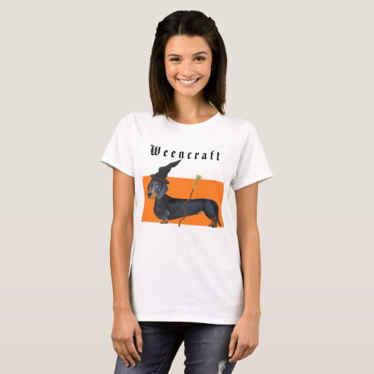 Weencraft Dachshund Witch Funny T-shirt (Voorkant volledig)