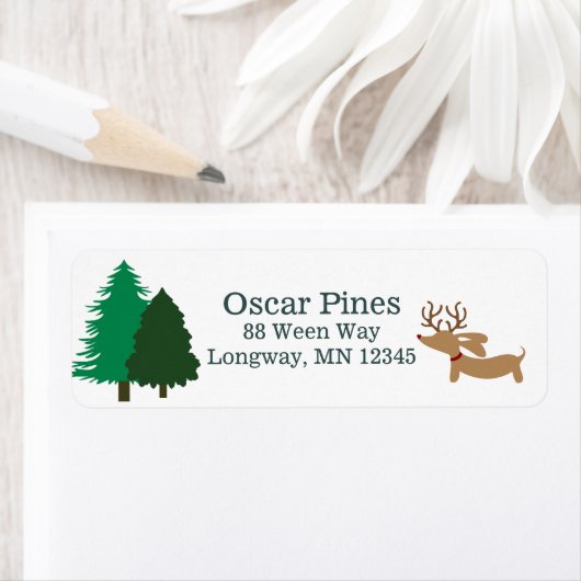 Weender Dachshund-kerstAdresetiketten Etiket (Insitu)