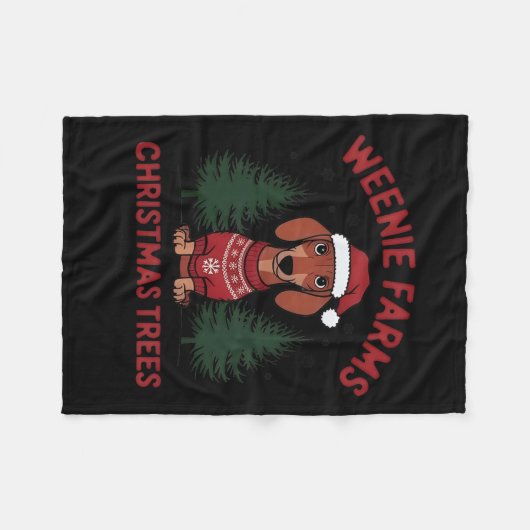 Weenie Boerderijen Teckel Kerstbomen Wiener Dog Fleece Deken (Voorkant (Horizontaal))