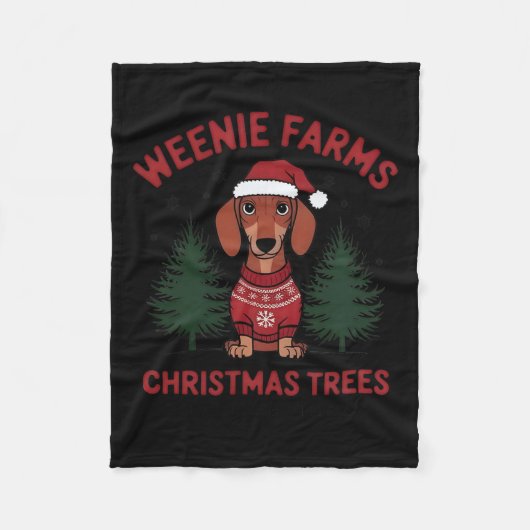 Weenie Boerderijen Teckel Kerstbomen Wiener Dog Fleece Deken (Voorkant)