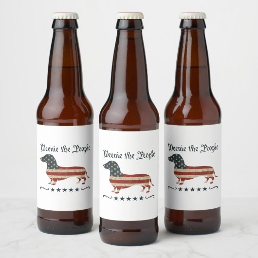 Weenie de mensen teckel 4 juli bier etiket (Flessen)