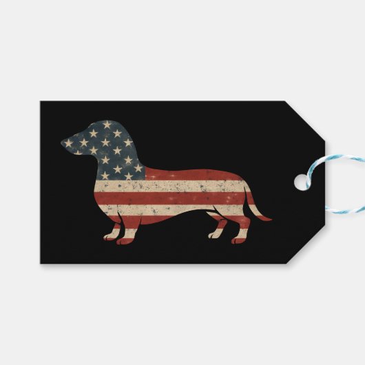 Weenie de mensen teckel 4 juli cadeaulabel (Voorkant (Horizontaal))