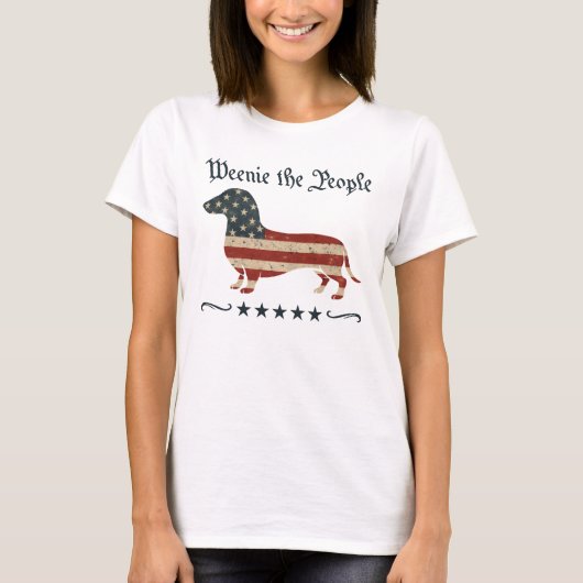 Weenie de mensen teckel 4 juli t-shirt (Voorkant)
