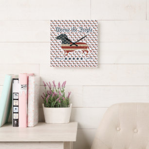 Weenie de mensen teckel 4 juli vierkante klok