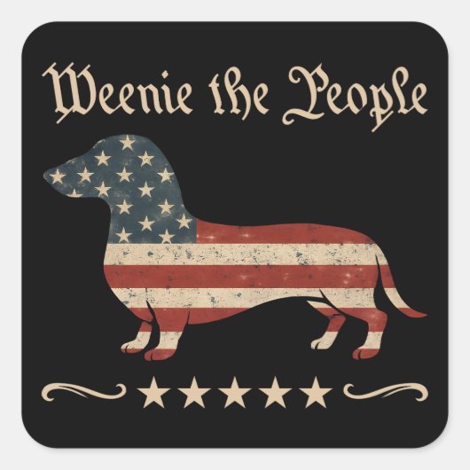 Weenie de mensen teckel 4 juli vierkante sticker (Voorkant)
