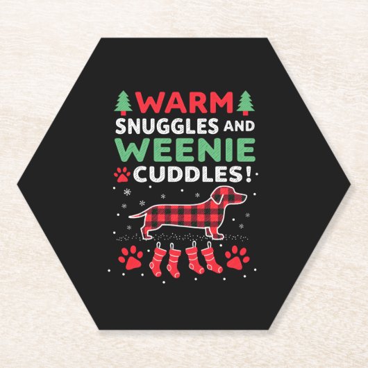 Weenie Dog Christmas Pajama Shirt Cute Weiner Ugly Kartonnen Onderzetters (Voorkant)