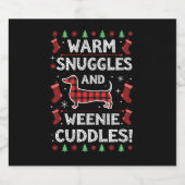 Weenie Dog Christmas Pajama Shirt Cute Weiner Ugly Sparkling Wijnetiket (Enkel label)