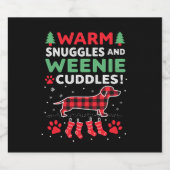 Weenie Dog Christmas Pajama Shirt Cute Weiner Ugly Sparkling Wijnetiket (Enkel label)