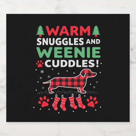 Weenie Dog Christmas Pajama Shirt Cute Weiner Ugly Sparkling Wijnetiket (Enkel label)