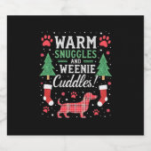 Weenie Dog Christmas Pajama Shirt Cute Weiner Ugly Sparkling Wijnetiket (Enkel label)