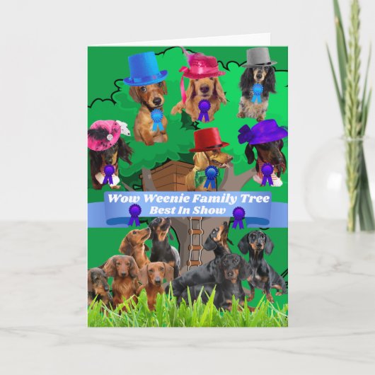 Weenie Dog Family Tree Blank Wenskaart Kaart (Voorkant)