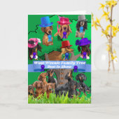 Weenie Dog Family Tree Blank Wenskaart Kaart (Gele Bloem)