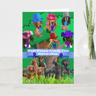 Weenie Dog Family Tree Blank Wenskaart Kaart