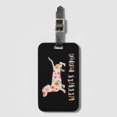 Weenie Mama Dachshund floraal Bagagelabel (Voorkant (verticaal))