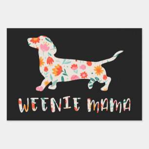 Weenie Mama Dachshund floraal Inpakpapier Vel