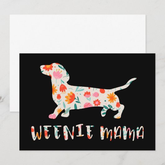 Weenie Mama Dachshund floraal Kaart (Voorkant / Achterkant)