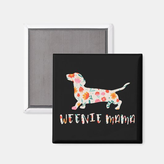 Weenie Mama Dachshund floraal Magneet (Voorkant / Achterkant)