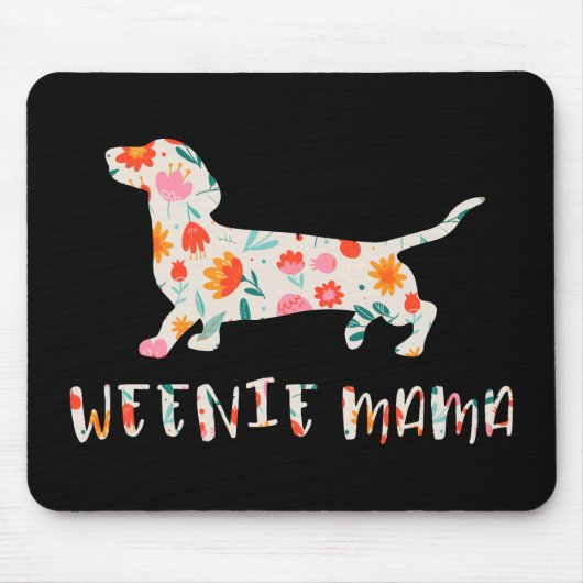 Weenie Mama Dachshund floraal Muismat (Voorkant)