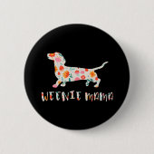 Weenie Mama Dachshund floraal Ronde Button 5,7 Cm (Voorkant)