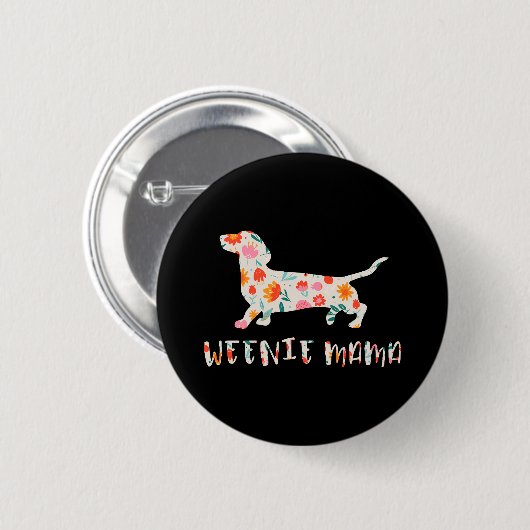 Weenie Mama Dachshund floraal Ronde Button 5,7 Cm (Voorkant /achterkant)