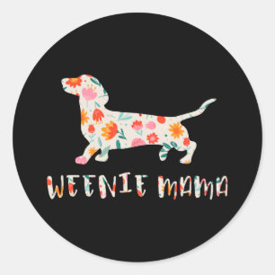 Weenie Mama Dachshund floraal Ronde Sticker
