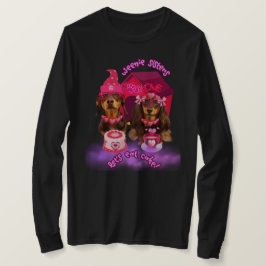 Weenie Sisters laat taart T-shirt eten