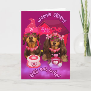 Weenie Sisters Let's Eat Cake Wenskaart Kaart