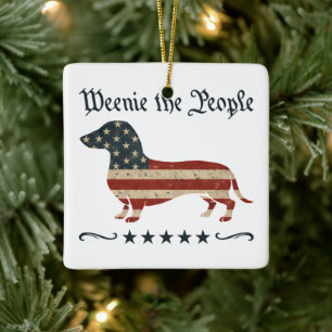 Weenie The People Dachshund 4 juli Keramisch Ornament