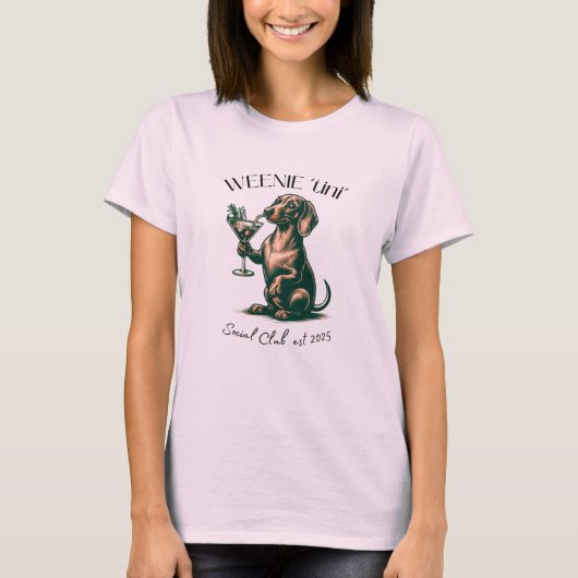 Weenie 'tini' Social Club t shirt met Daschund (Voorkant)