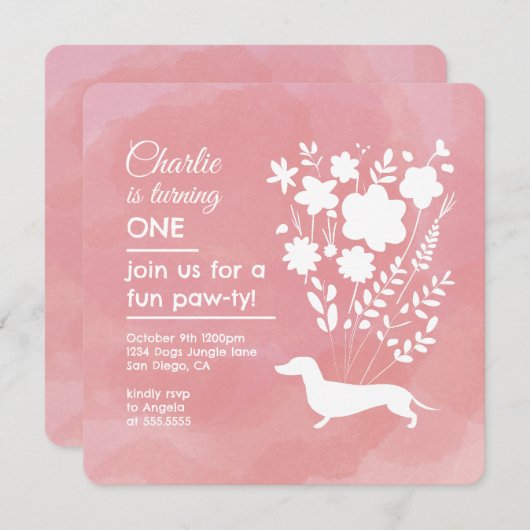 Weenie Verjaardagsmeisje Paw-ty Schattige Puppy Do Kaart (Voorkant / Achterkant)