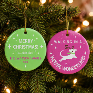 Weenie Wonderland Dachshund Felicitatief Kerstfees Keramisch Ornament