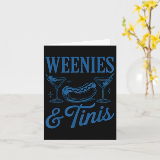 Weenies And Tinis Hot Dogs With Martini Tail Party Kaart (Gele Bloem)