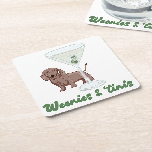 Weenies & Martinis Party Kartonnen Onderzetters (Schuin)