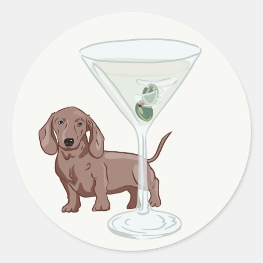 Weenies & Martinis Ronde Sticker (Voorkant)