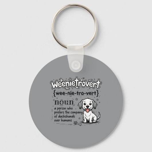 Weenietrovert Grappige Dachshund Introvert Minnaar Sleutelhanger (Voorkant)