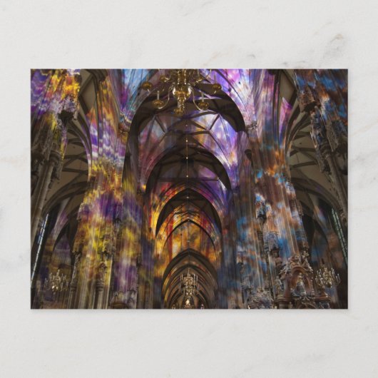 Weense kerk verlicht briefkaart (Voorkant)