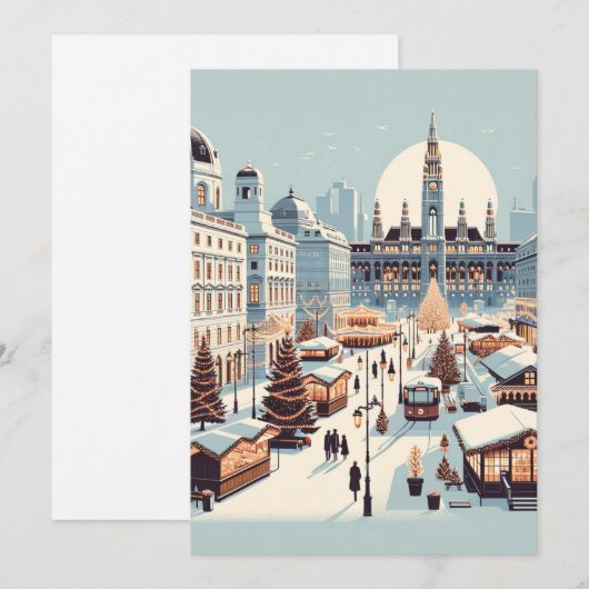 Weense Kerstmis Charme - Winter in Oostenrijk Feestdagenkaart (Voorkant / Achterkant)