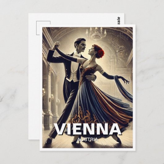 Weense wals dansen paar reizen briefkaart (Voorkant / Achterkant)