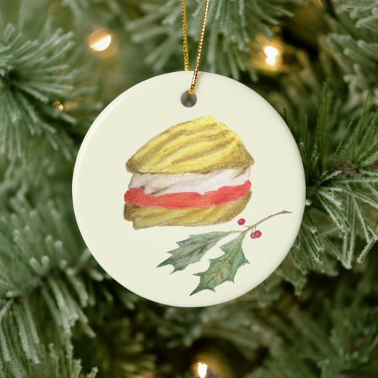 Weense Whirls Biscuit en Holly Christmas Keramisch Ornament (Boom)