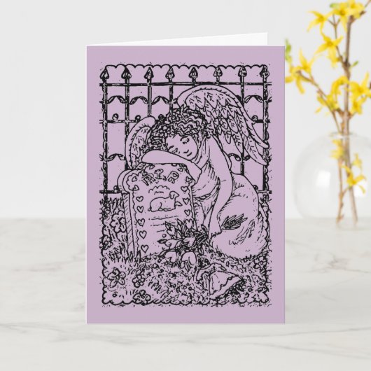 WEEPENDE GUARDIAN ANGEL, CEMETERY, DEEPEST SYMPATH KAART (Gele Bloem)