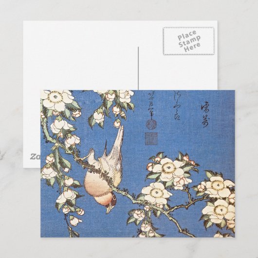 Weeping Cherry en Bullfinch door Hokusai Briefkaart (Voorkant / Achterkant)