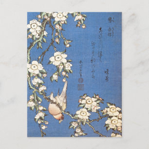 Weeping Cherry en Bullfinch door Hokusai Briefkaart