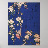 Weeping Cherry en Bullfinch, Hokusai Poster (Voorkant)