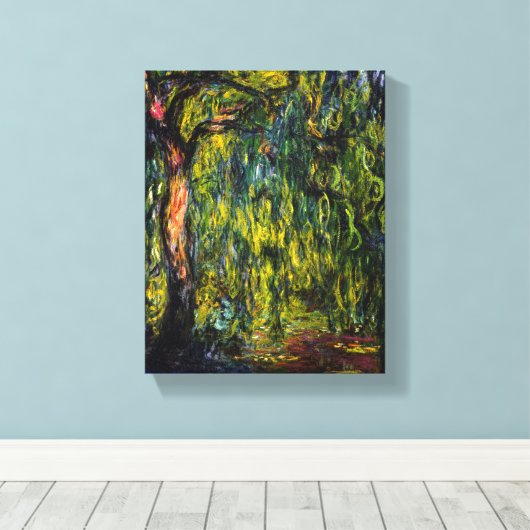 Weeping Willow door Claude Monet Canvas Afdruk (Insitu (Houten vloer))
