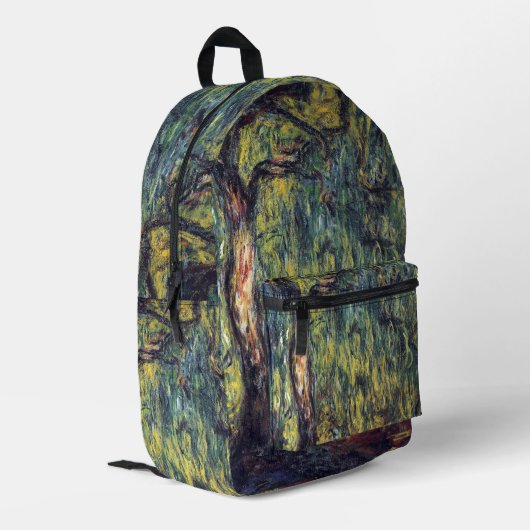 Weeping Willow door Claude Monet, Kunst Bedrukte Rugzak (Achterkant Hoek Links)