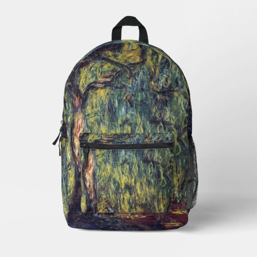 Weeping Willow door Claude Monet, Kunst Bedrukte Rugzak (Voorkant)