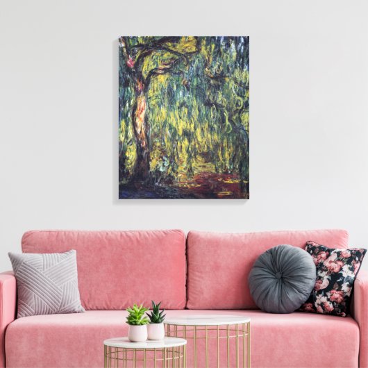 Weeping Willow door Claude Monet,  Kunst Canvas Afdruk (Insitu (Woonkamer))