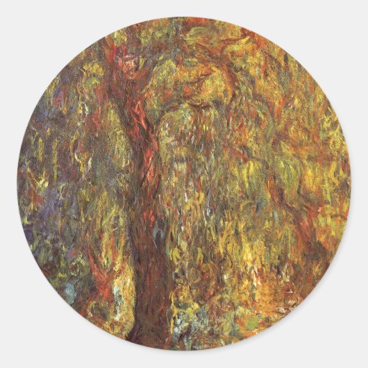 Weeping Willow door Claude Monet,  Kunst Ronde Sticker (Voorkant)